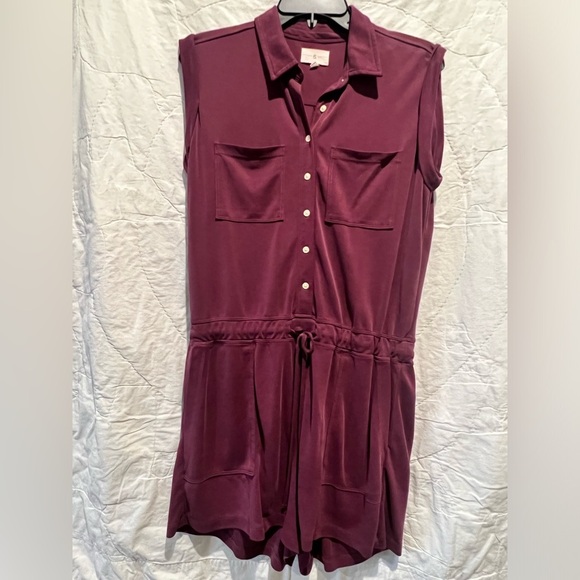 Lou & Grey Sandwashed Sleeveless Romper Purple Med - Picture 4 of 15